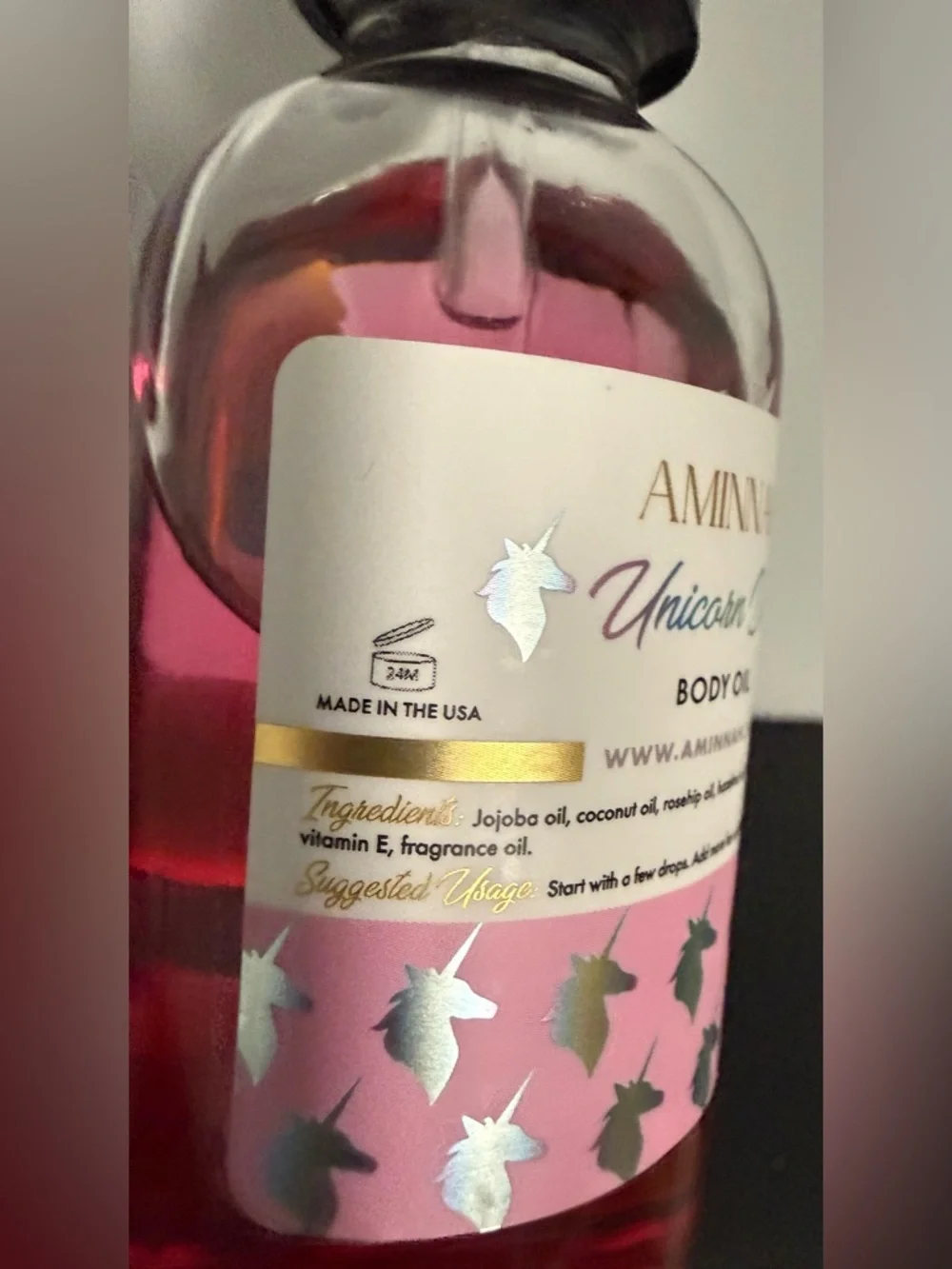 Aminnah Unicorn Dreams Body Oil! NEW Smells like Pink Sugar & Cotton Candy!